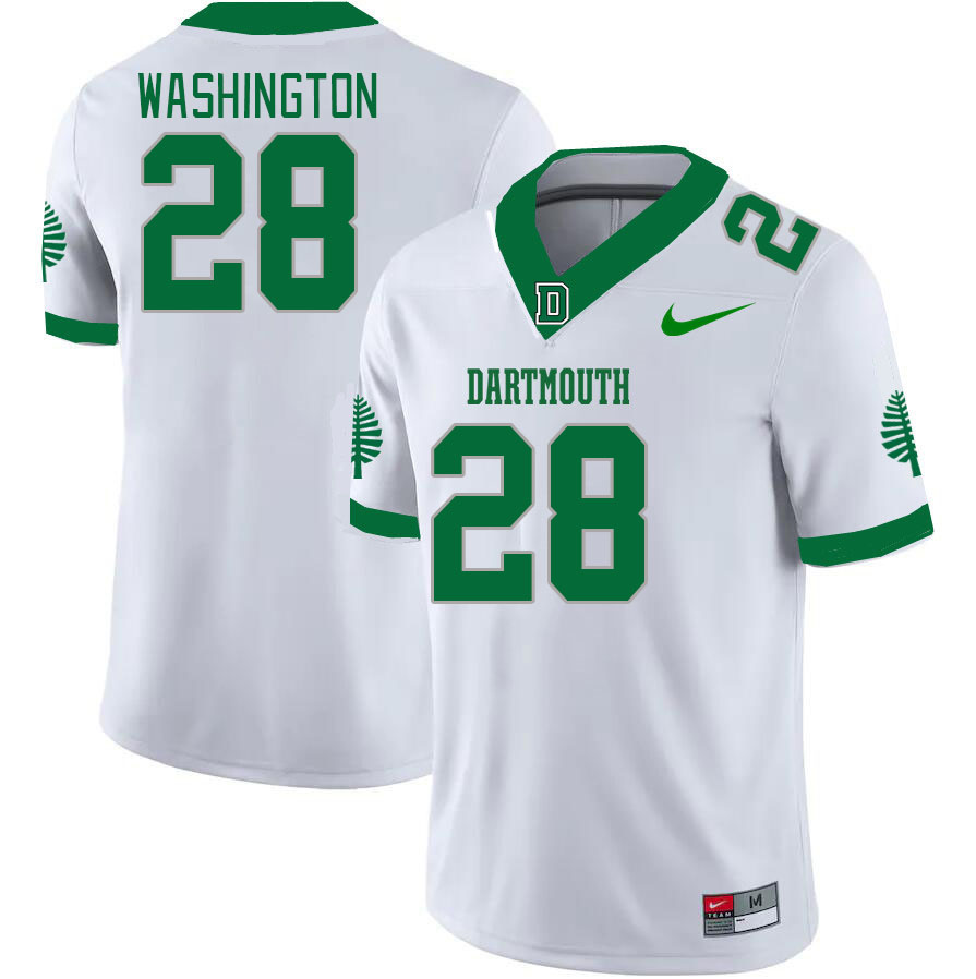 Men-Youth #28 Jordan Washington Dartmouth Big Green 2023 College Football Jerseys Stitched-White